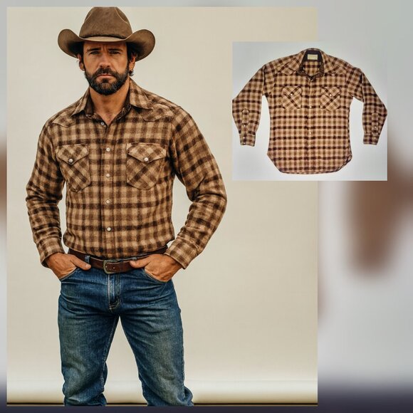 Pendleton VTG High Grade Western Wear 100% Wool Snap Front Plaid Shirt Men's M - Picture 2 of 12